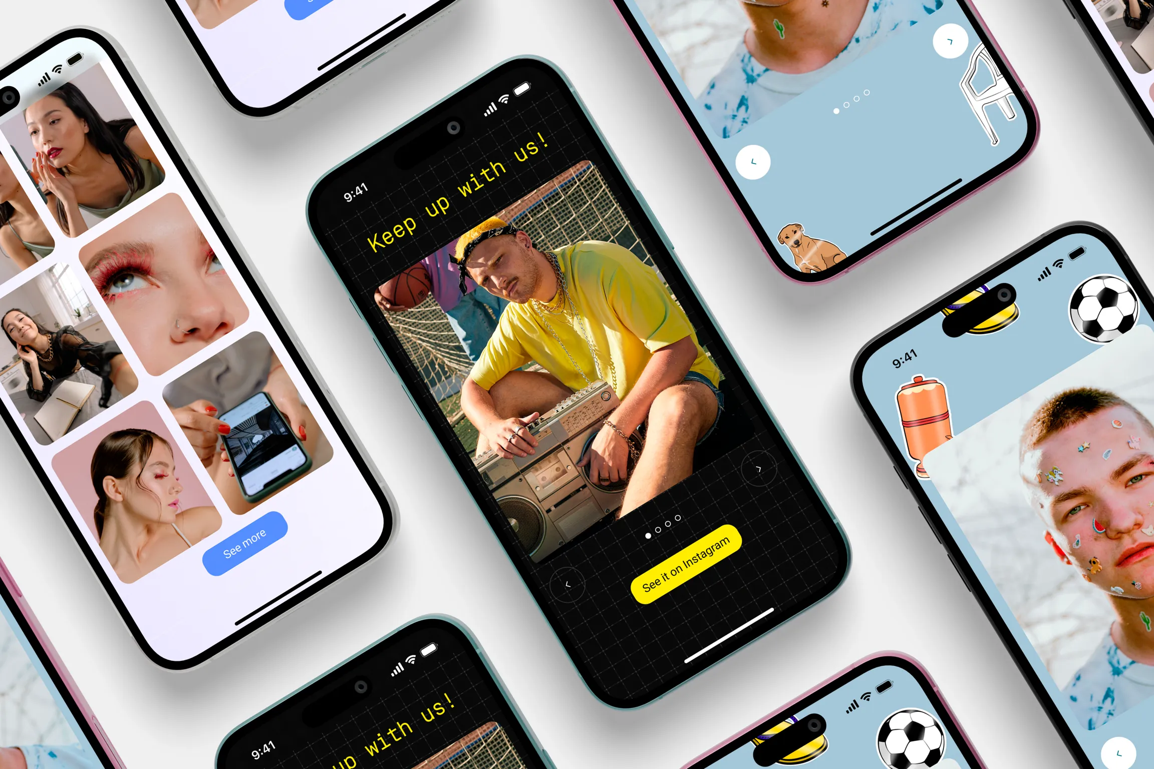 Social feeds shown on mobile devices